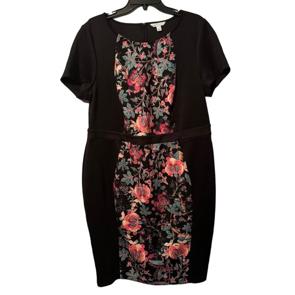 Boutique Black & Floral Knee-Length Dress Size 1X Polyester/Spandex Blend - Picture 11 of 12